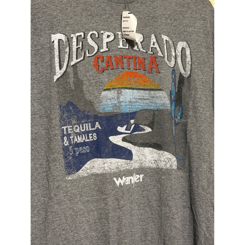 Wrangler Desperado Cantina Graphic T-Shirt Mens Large Gray Tequila Tamales NEW - Picture 3 of 4